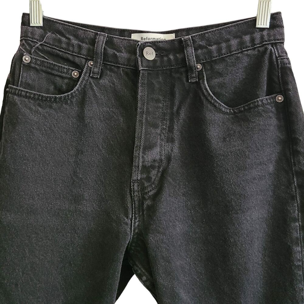 REFORMATION JEANS Black Seattle Wash Button Fly Straight Leg Jeans Women's 25P - Picture 3 of 12